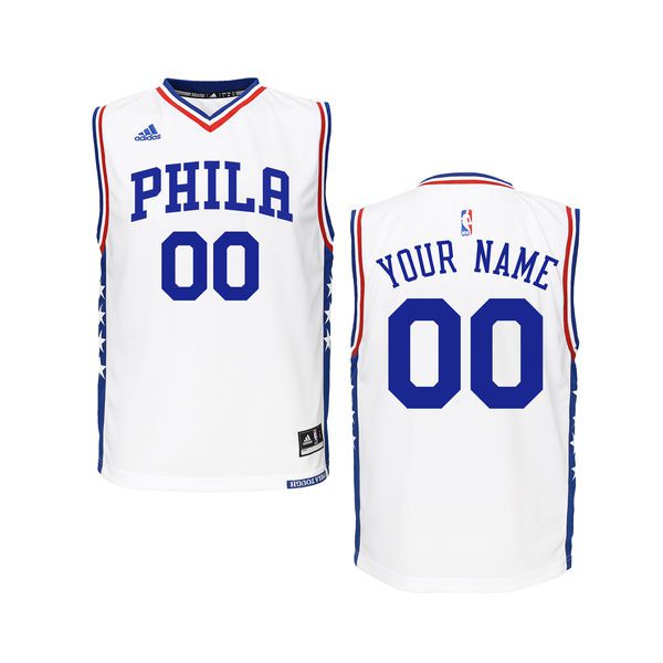 Youth Philadelphia 76ers Adidas White Custom Home NBA Jersey->customized nba jersey->Custom Jersey
